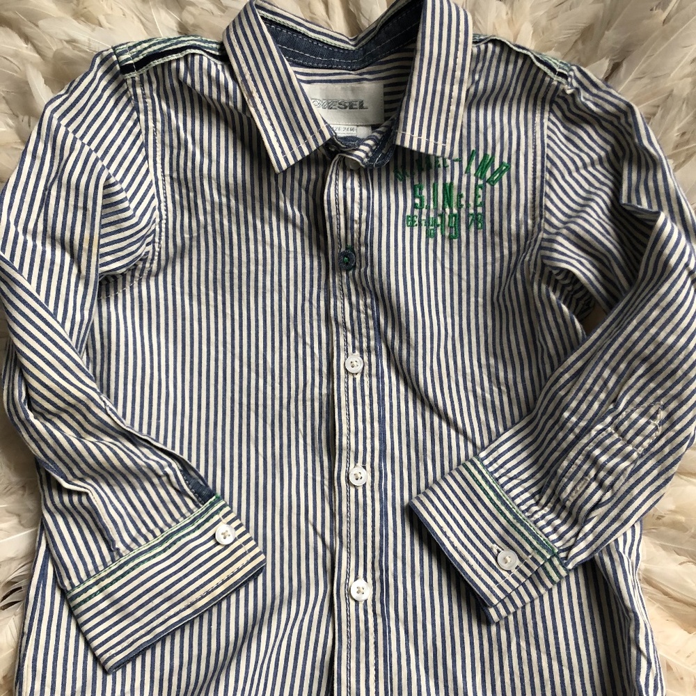 DIESEL Boys Dress Shirt Blue/White stripe 24 M